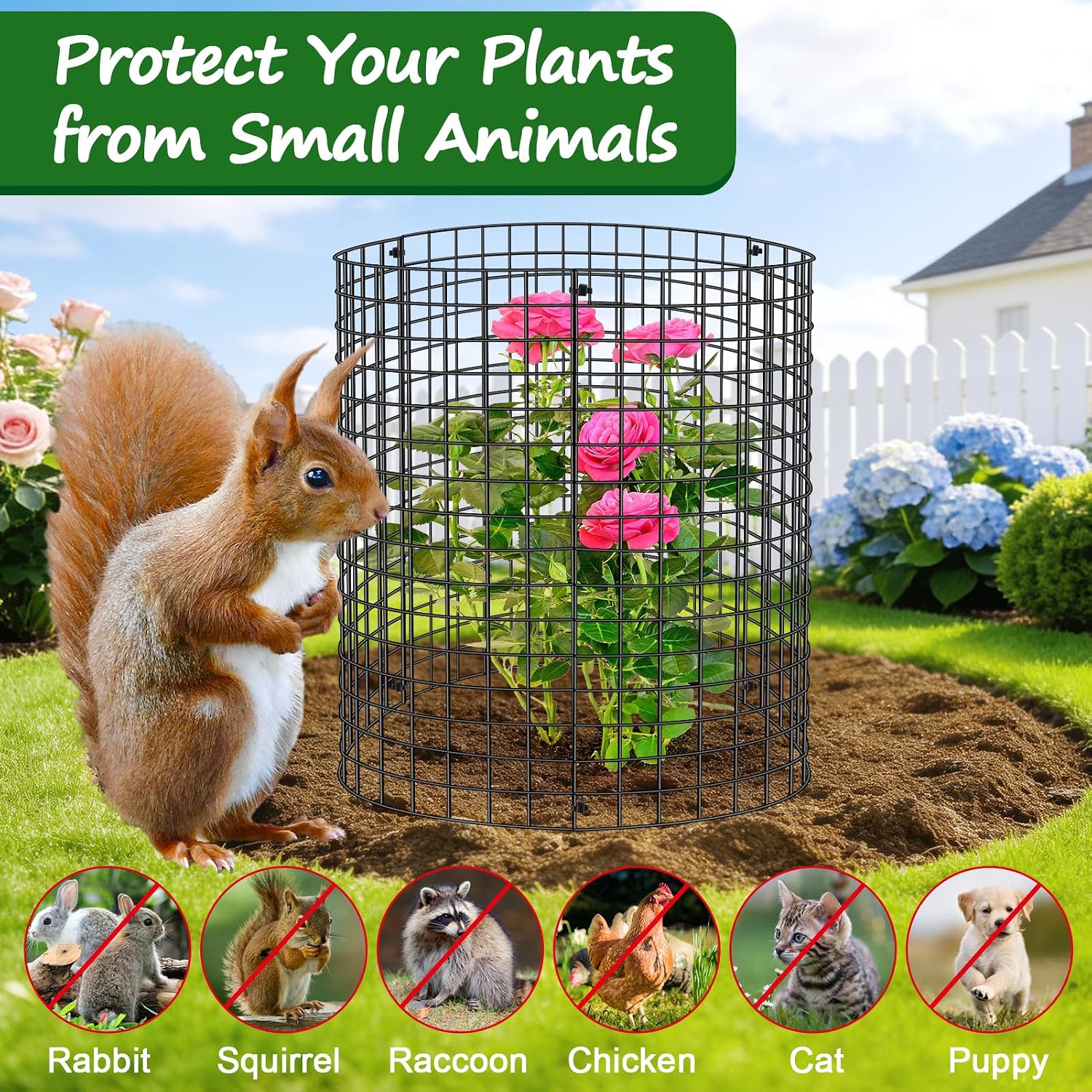 30 Pcs Plant Protectors from Animals, 16x12 Inch Large Metal Plant Cages Chicken Wire Cloche with Zip Ties and Stakes