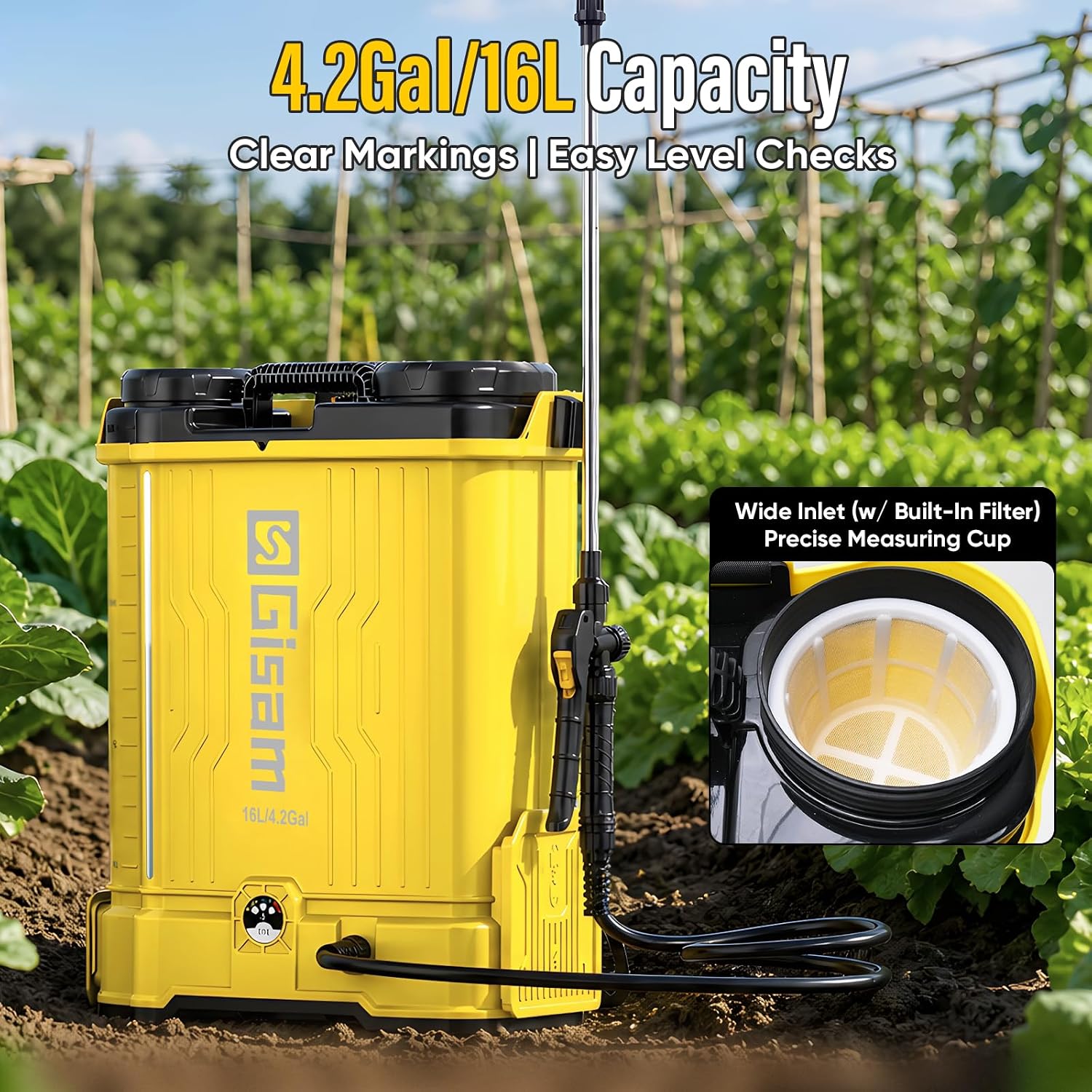 Battery Powered Backpack Sprayer with Auto Mixer,2 Batterie,120PSI Sprayer | 4.2 Gallon Electric Powerful Pump