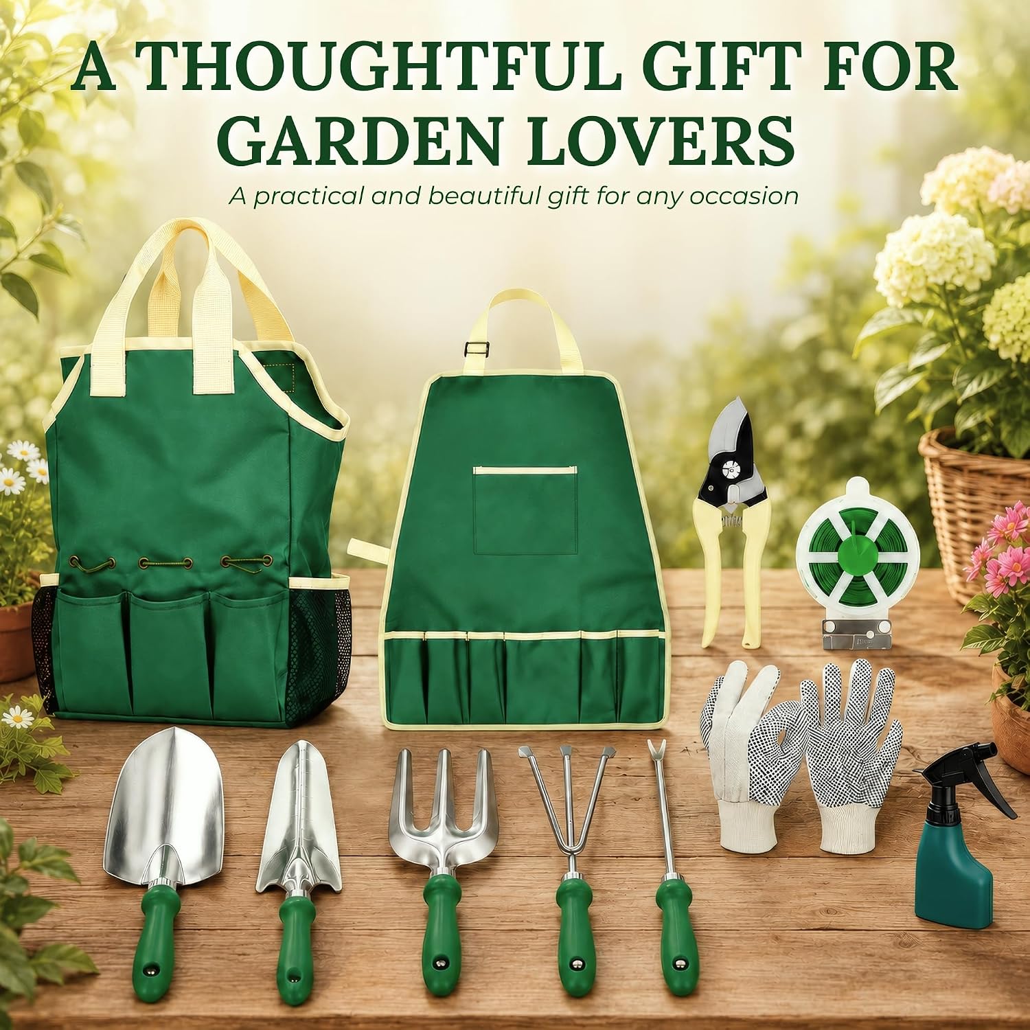 11-Piece Gardening Tool Set – Garden Kit with Tote Bag, Apron & Accessories, Perfect Gardening Gifts for Women, Moms