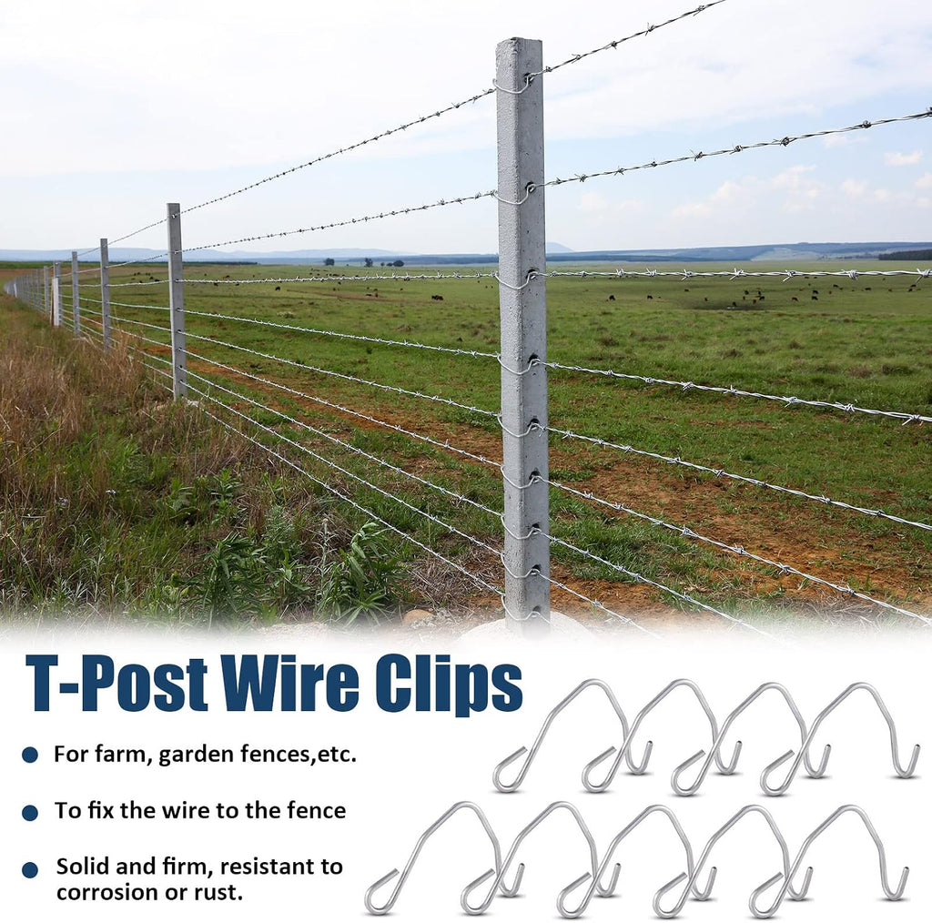 T Post Wire Clips 300 Pcs Galvanized Steel Fence Clips for Securing Barbed Convenient Pre-Cut Wire Ties Garden Farm