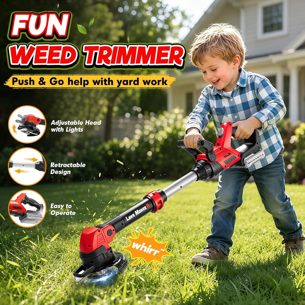 Kids Tool Set, 3-in-1 Toy Leaf Blower, Weed Wacker & Hedge Trimmer | Toddler Garden Tool Set with Sounds Lights