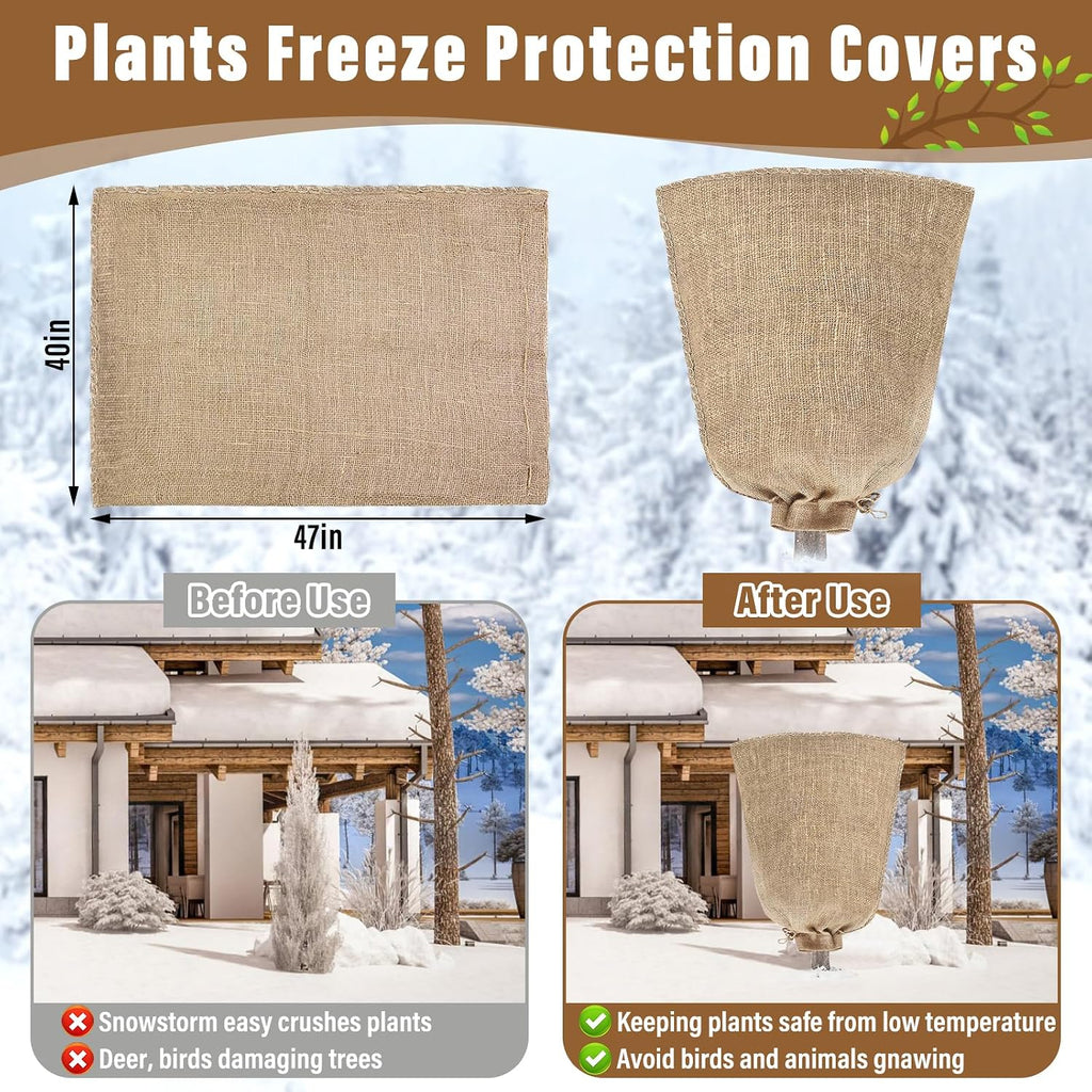 Riare 4 Packs 40 × 47 Inch Large Winter Plant Cover Bags with Drawstring