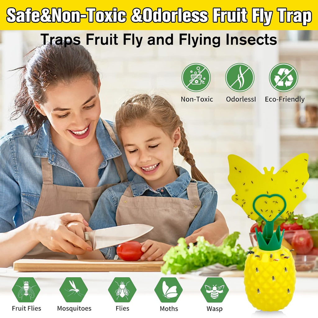Fruit Fly Trap for Indoors, Effective Fruit Fly Catcher Gnat Killer | with Sticker, Gnat Traps for House Indoor with