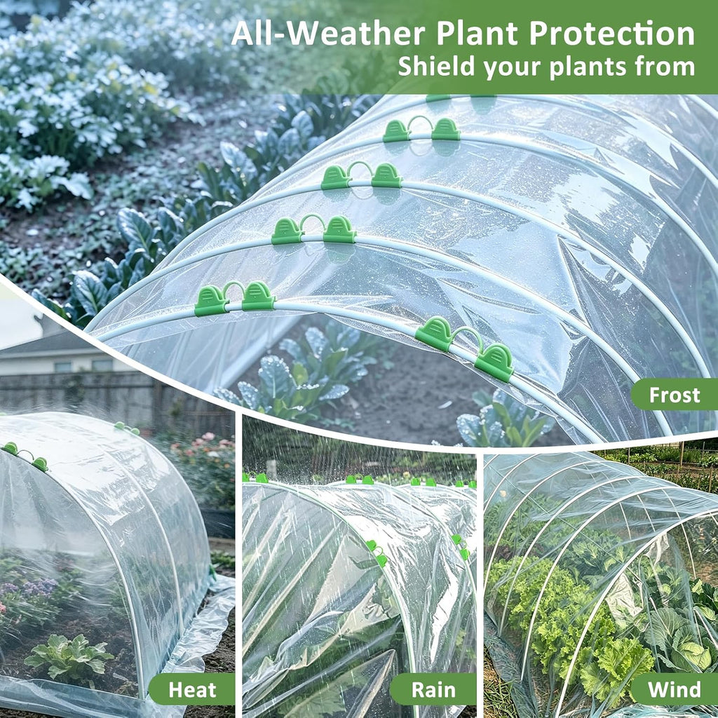 60Pcs Greenhouse Hoops for Raised Beds, Rust-Free Fiberglass | Garden Hoops Grow Tunnel Wide, 8FT Heavy Duty Plant