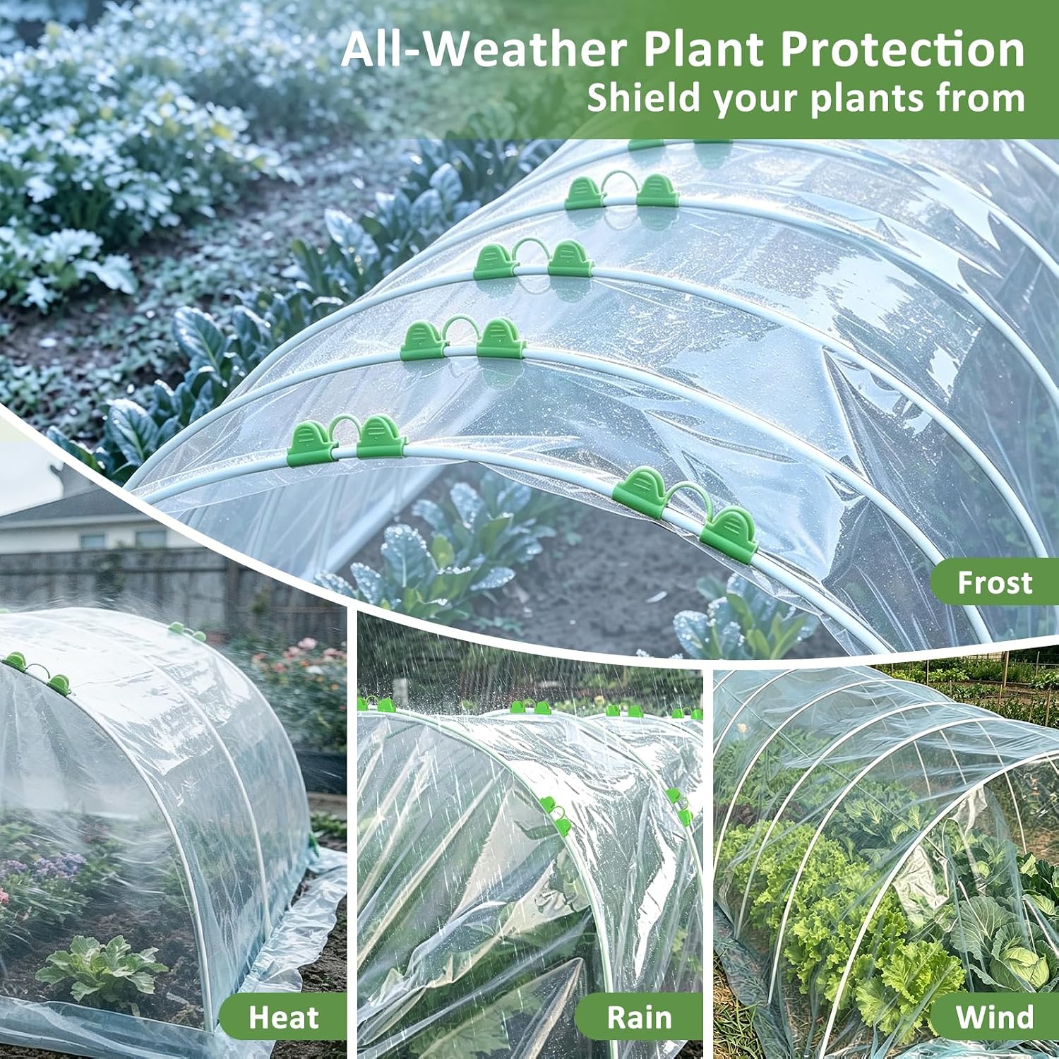 60Pcs Greenhouse Hoops for Raised Beds, Rust-Free Fiberglass | Garden Hoops Grow Tunnel Wide, 8FT Heavy Duty Plant