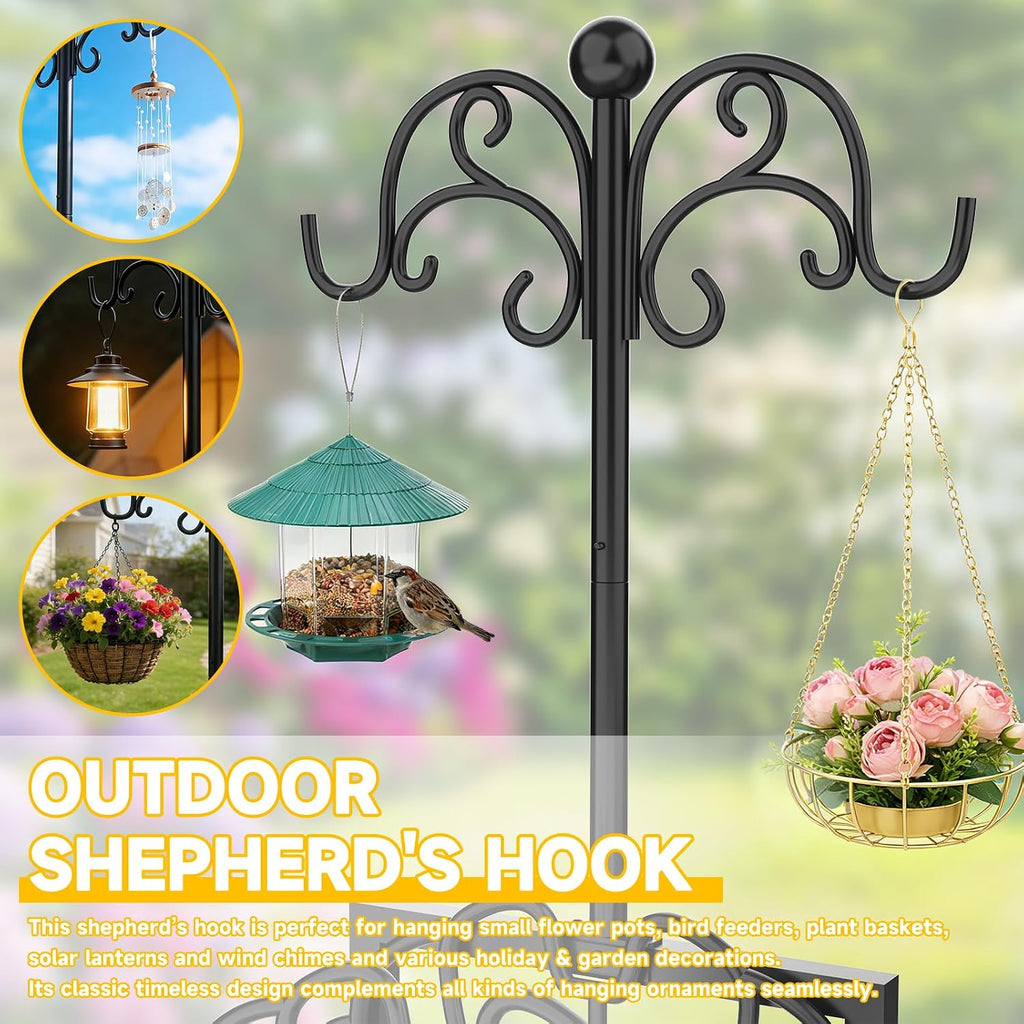 Garden Water Hose Holder Freestanding with Shepherds Hooks for Outside | 60.3inch Hose Stand Heavy Duty Hose Hanger