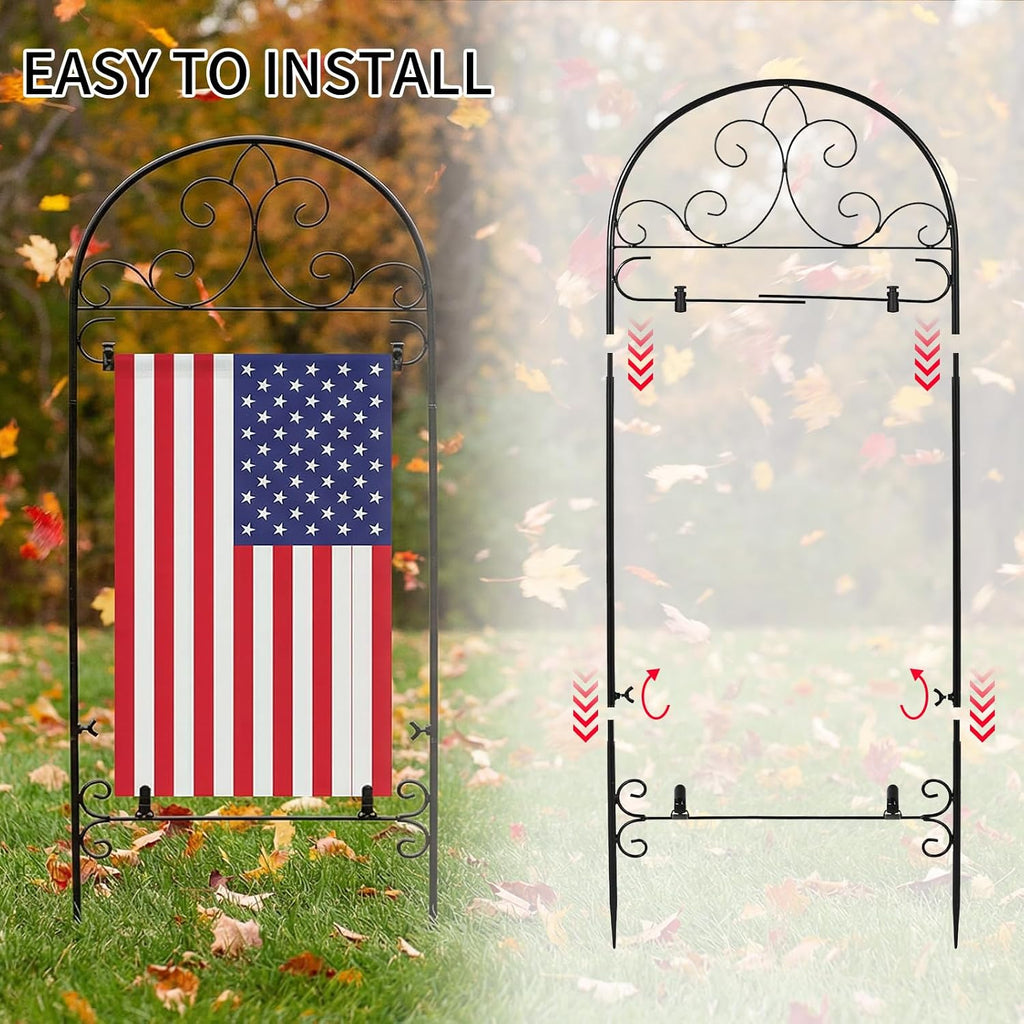 Garden Flag Holder Stand Yard Flag Holder Metal Flag Stand Outdoor Flag Pole Holder for Outside House Seasonal Garden