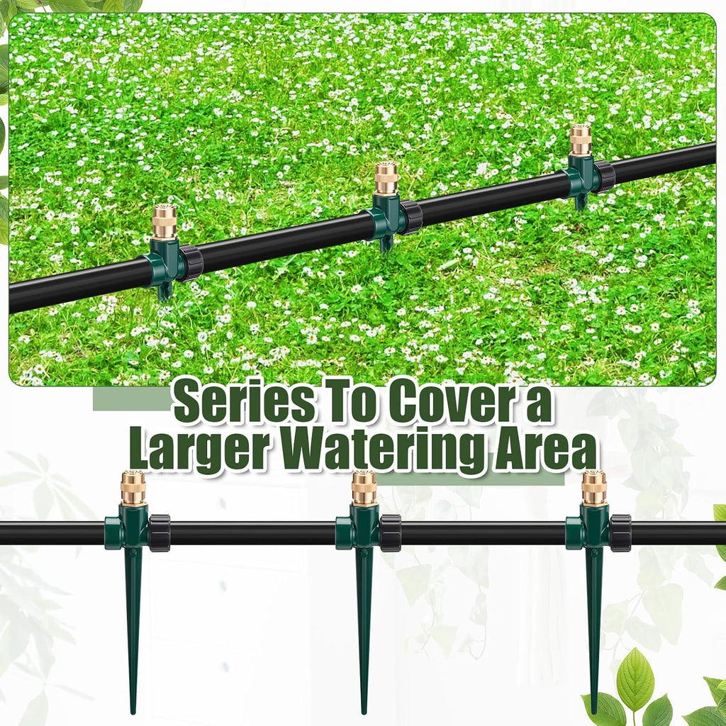 Tioncy 4 Pack Metal Lawn Sprinkler Automatic Garden Water Sprinkler on Spike Base 360 Degree Rotation with Adjustable
