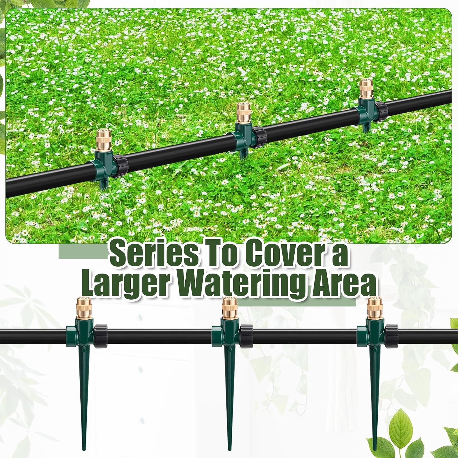 Tioncy 4 Pack Metal Lawn Sprinkler Automatic Garden Water Sprinkler on Spike Base 360 Degree Rotation with Adjustable