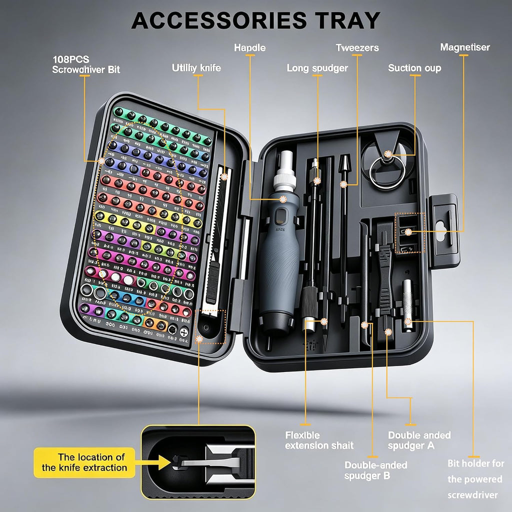 Succulent 132-in-1 Mini Precision Screwdriver Set, Color-Coded Manual Magnetic Tool Set, 132 Repair Accessories for
