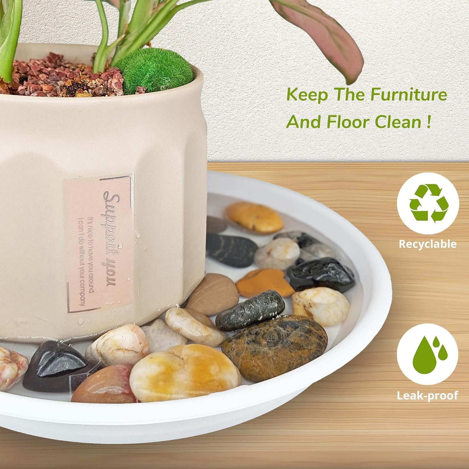 3Pcs Plant Saucer Tray, Heavy Duty Plastic Plant Drip Trays for Indoors and Outdoors, 6 8 10 12 14 16 inch Sizes