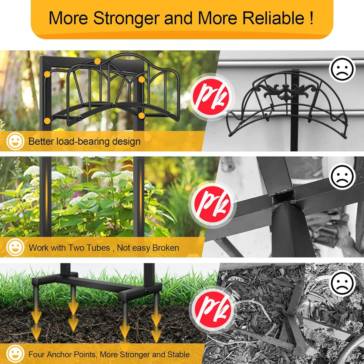 Garden Hose Holder,100ft Capacity Hose Reel for Outside | Upgraded Metal for Stronger and Stable,Heavy Duty Water Hose