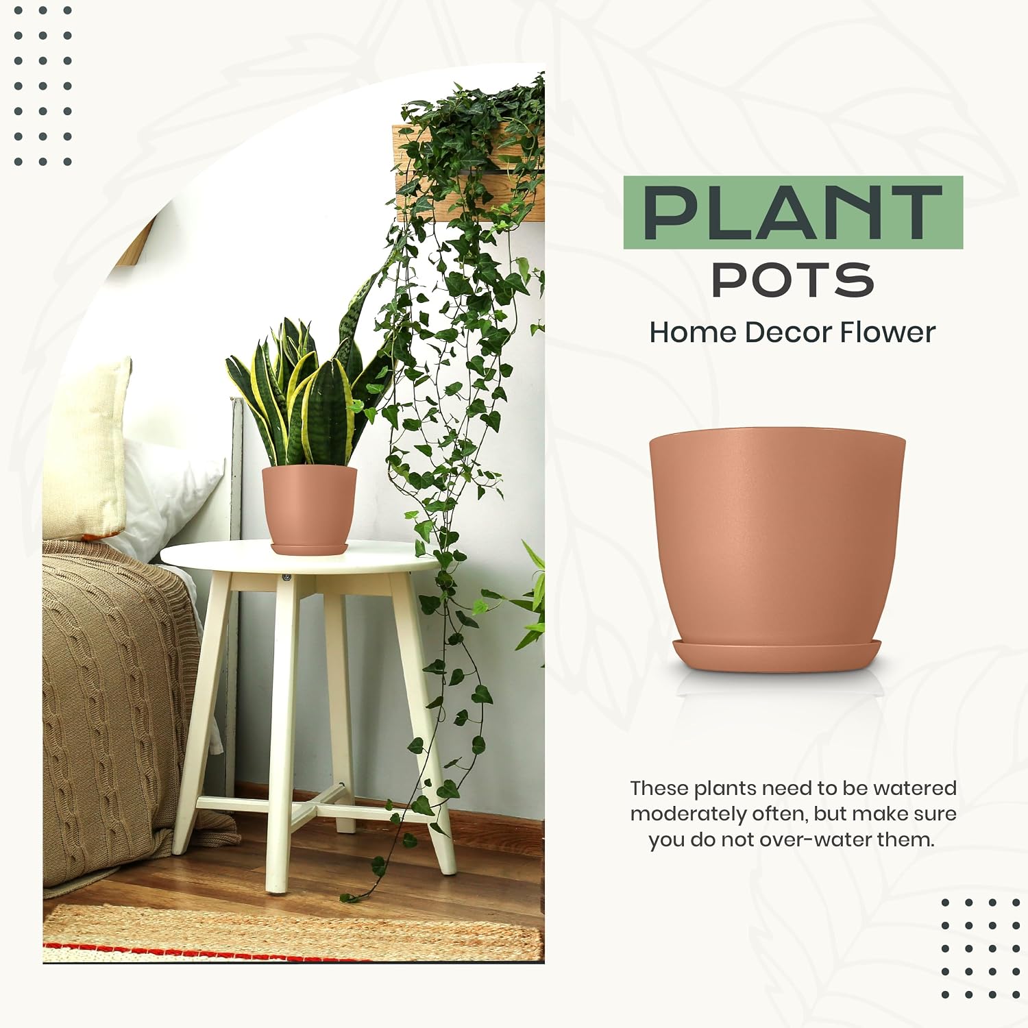 Plant Pots Indoor with Drainage 10 Pack Multi-Size Planters Set Terracotta | Drainage holes included Multiple sizes