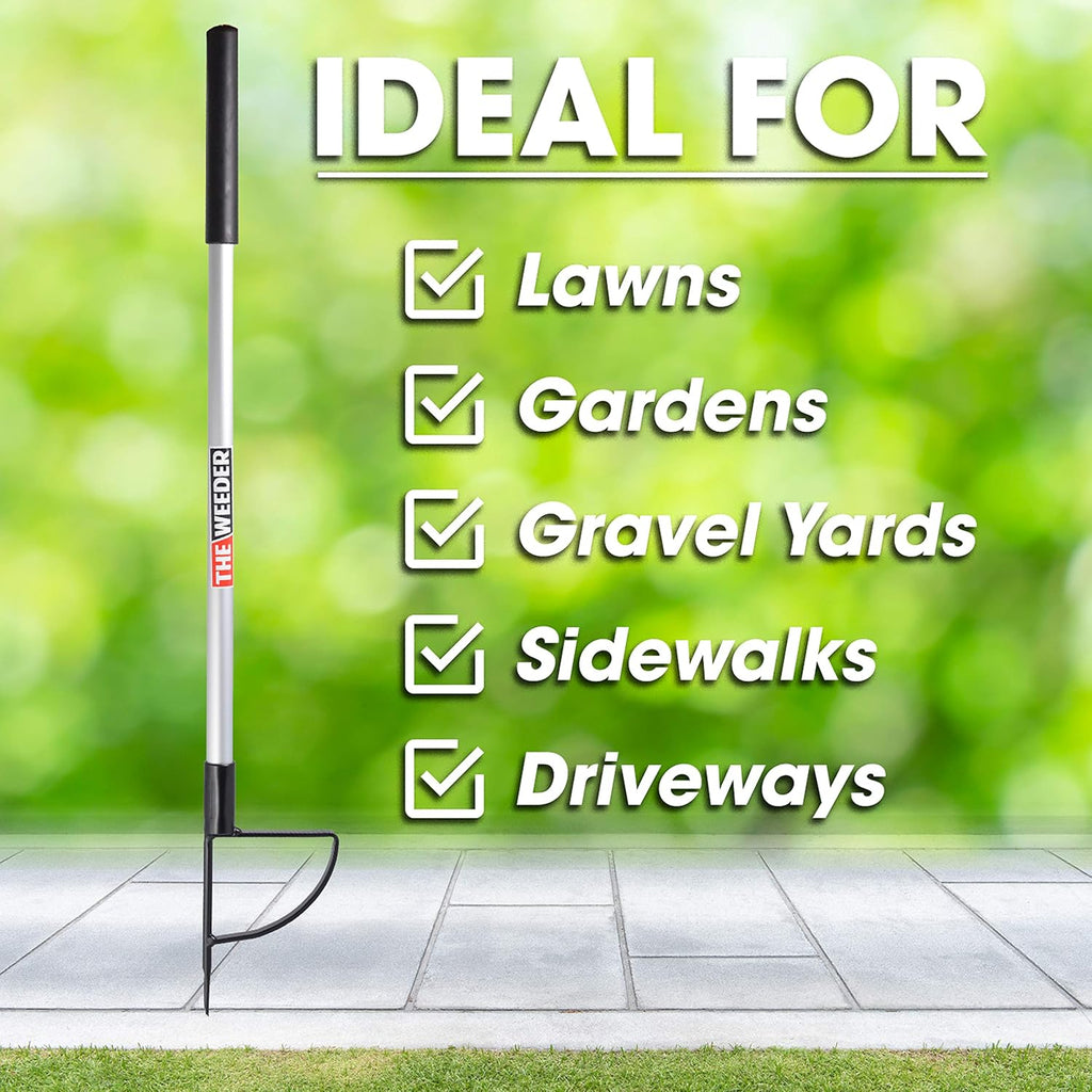 Standing Plant Root Remover and Weed Puller - Lightweight and Durable Metal Design with Aluminum Shaft and Steel Claw
