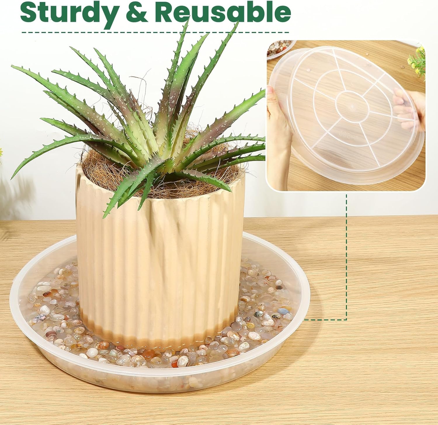 15 16 17 18 19 20 21 22 Inch Clear Plastic Plant Saucers for Indoors, Durable Plant Trays for Pots and Plant Water