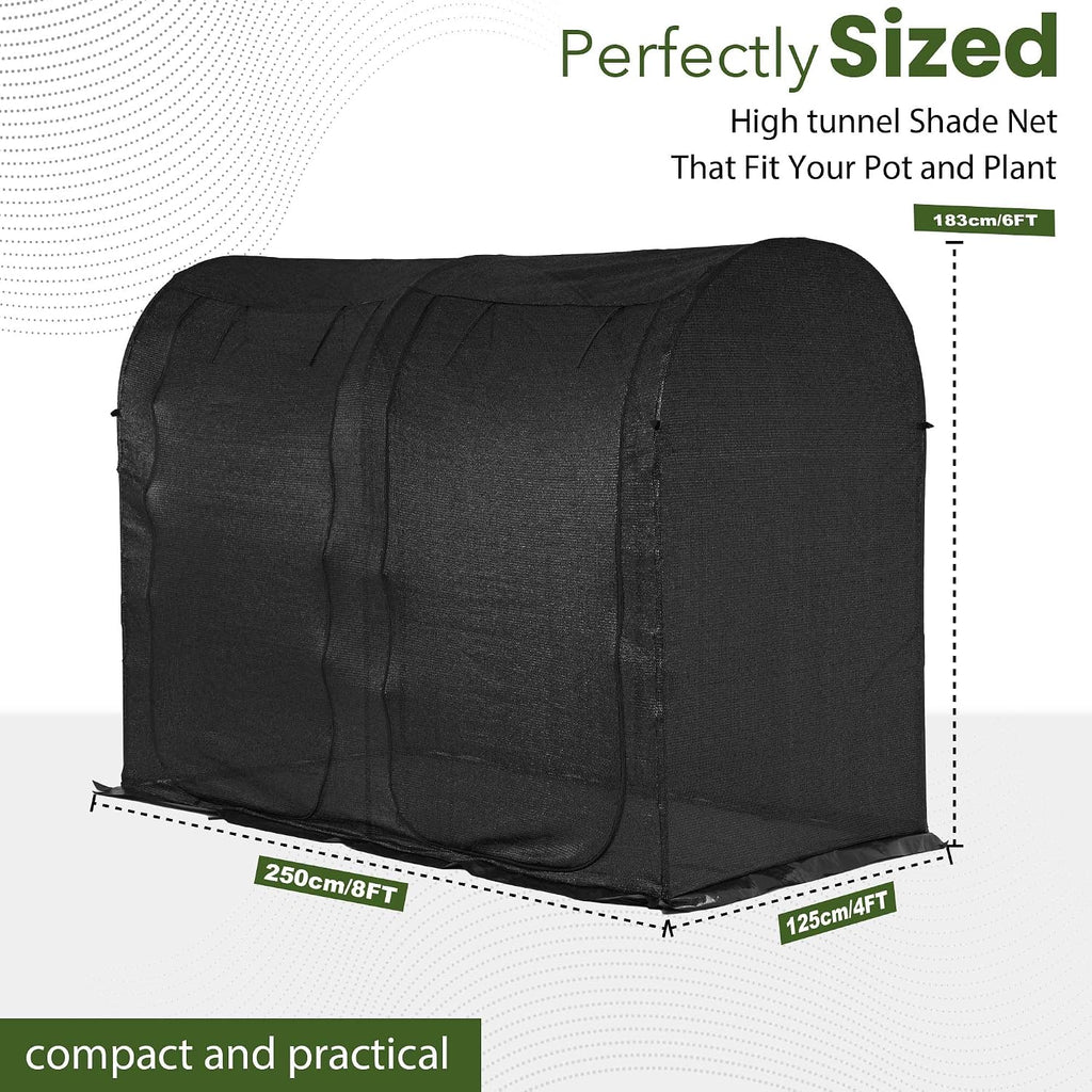 Large Tunnel 8.2'x4' Sunshade Cloth Gardening Net,Easy Set up 6FT Tall Crops Shade Net Cover, UV Resistant Plant 80%
