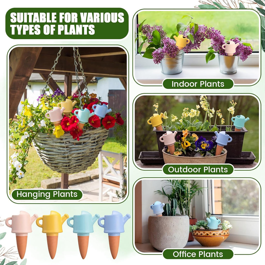 8 Pack Terracotta Self Watering Spikes, Watering Can Self-watering Globes | Slow Release Automatic Planter Insert