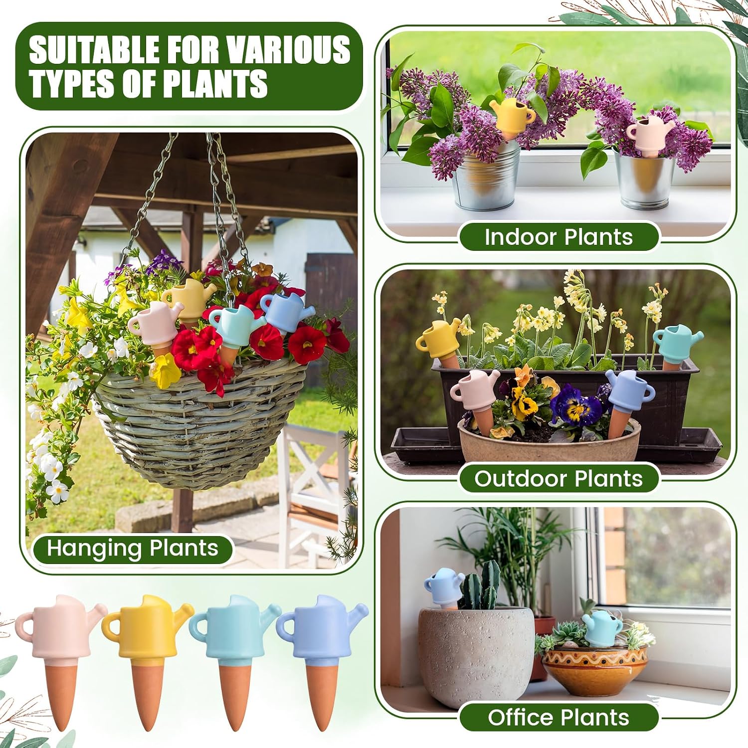 8 Pack Terracotta Self Watering Spikes, Watering Can Self-watering Globes | Slow Release Automatic Planter Insert