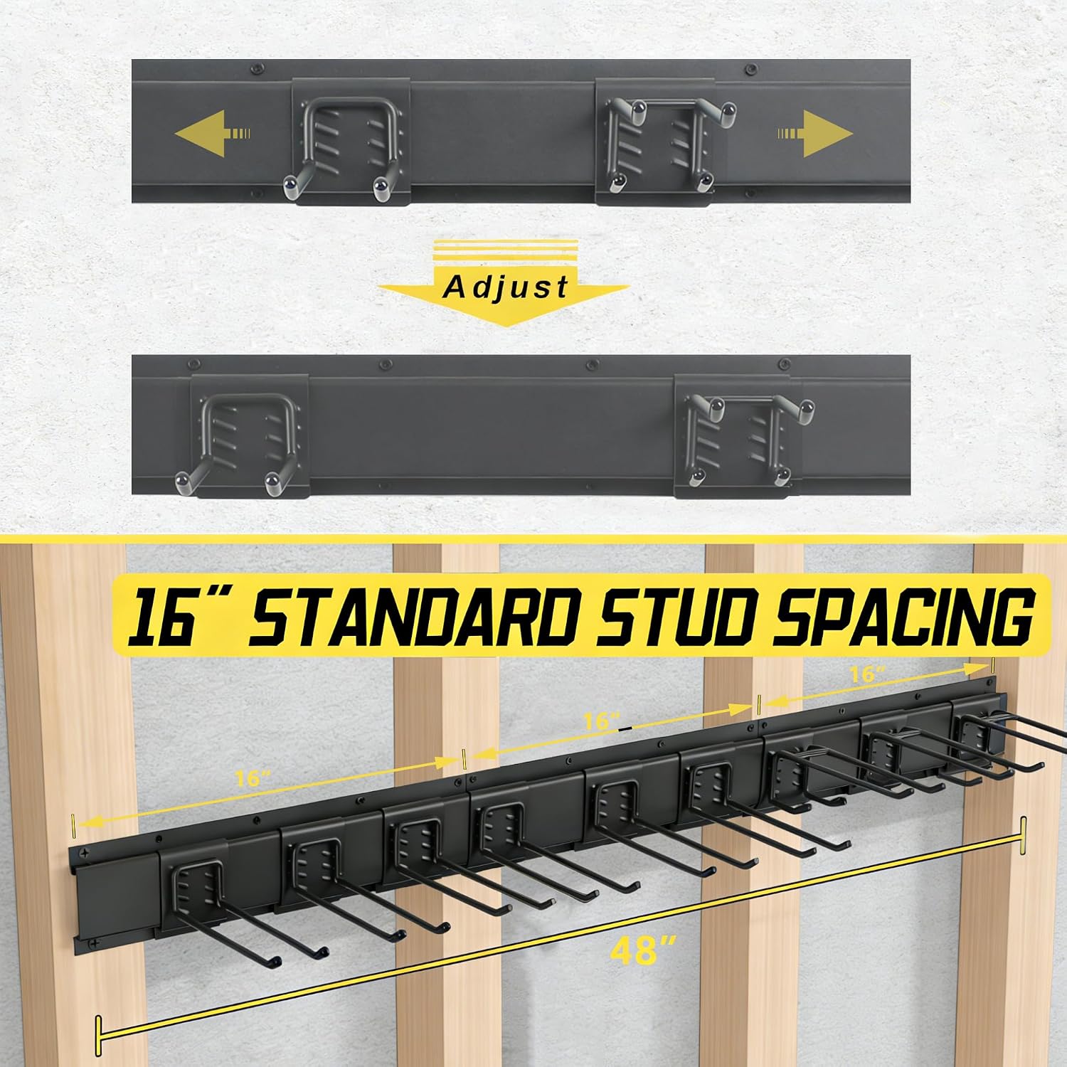 MBQQ Garage Tool Organizer Wall Mounted, 24 Inches Adjustable Garden Tool Organizer Rack,Heavy Duty Yard Tool Organizer