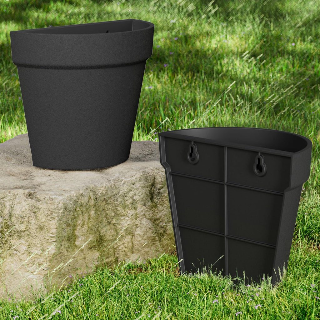 Asnext 2 Pack Indoor Wall Planter, 7.5 Inch Wall Hanging Planter, Black | Plastic Wall Planter Set, Wall Planter Pot