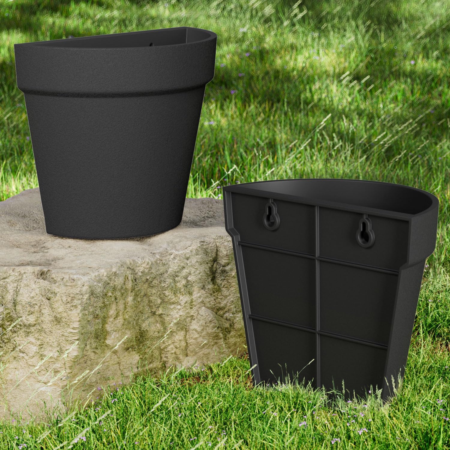 Asnext 2 Pack Indoor Wall Planter, 7.5 Inch Wall Hanging Planter, Black | Plastic Wall Planter Set, Wall Planter Pot