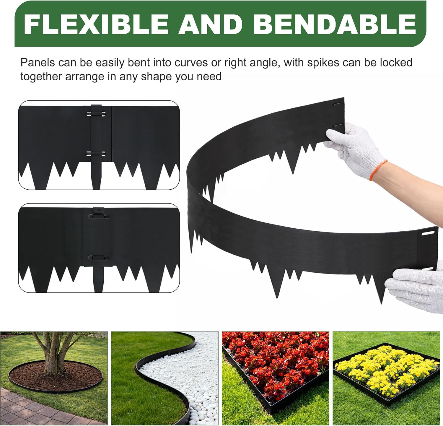 Galvanized Steel Landscape Edging Border 6 Packs 42'' L x 6.5'' H, Metal Landscape Garden Edging Border with 6 Stakes