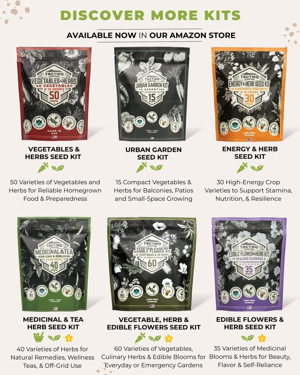 Tactiko Rapid Growth Seed Kit | 15 Microgreens Varieties | Non-GMO-US Grown