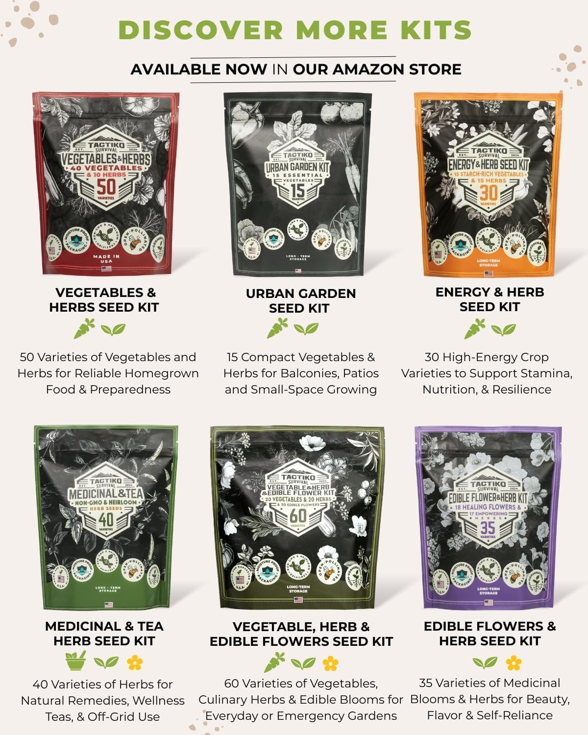 Tactiko Rapid Growth Seed Kit | 15 Microgreens Varieties | Non-GMO-US Grown