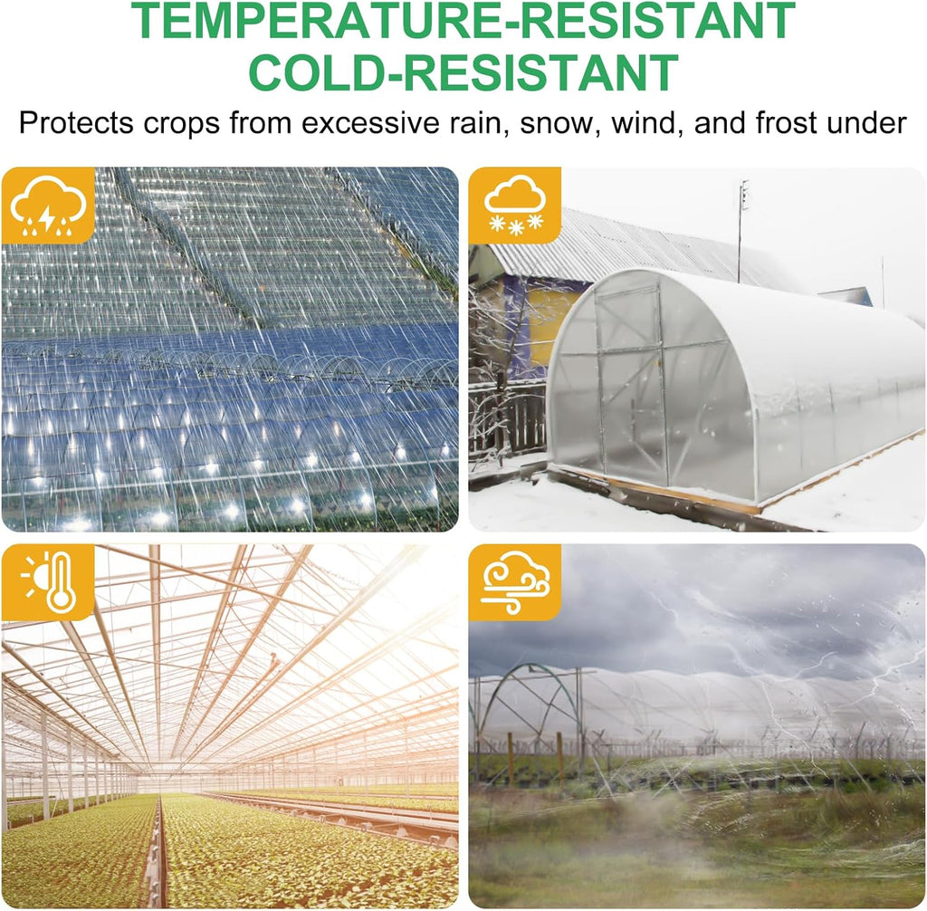 Farm Clear Greenhouse Plastic Film Sheeting Cover, 6 mil UV Resistant Polyethylene Film, Hoop House Garden Green House