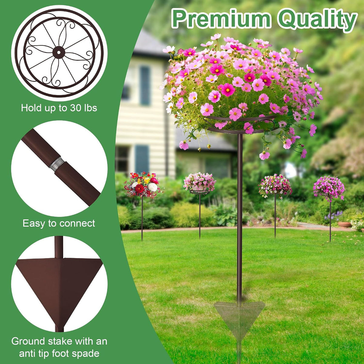 Tellingyou 2 Pack Adjustable Outdoor Flower Pot Stand, Plant Stands(Brown) | Metal, Spring Summer Versatile Plant
