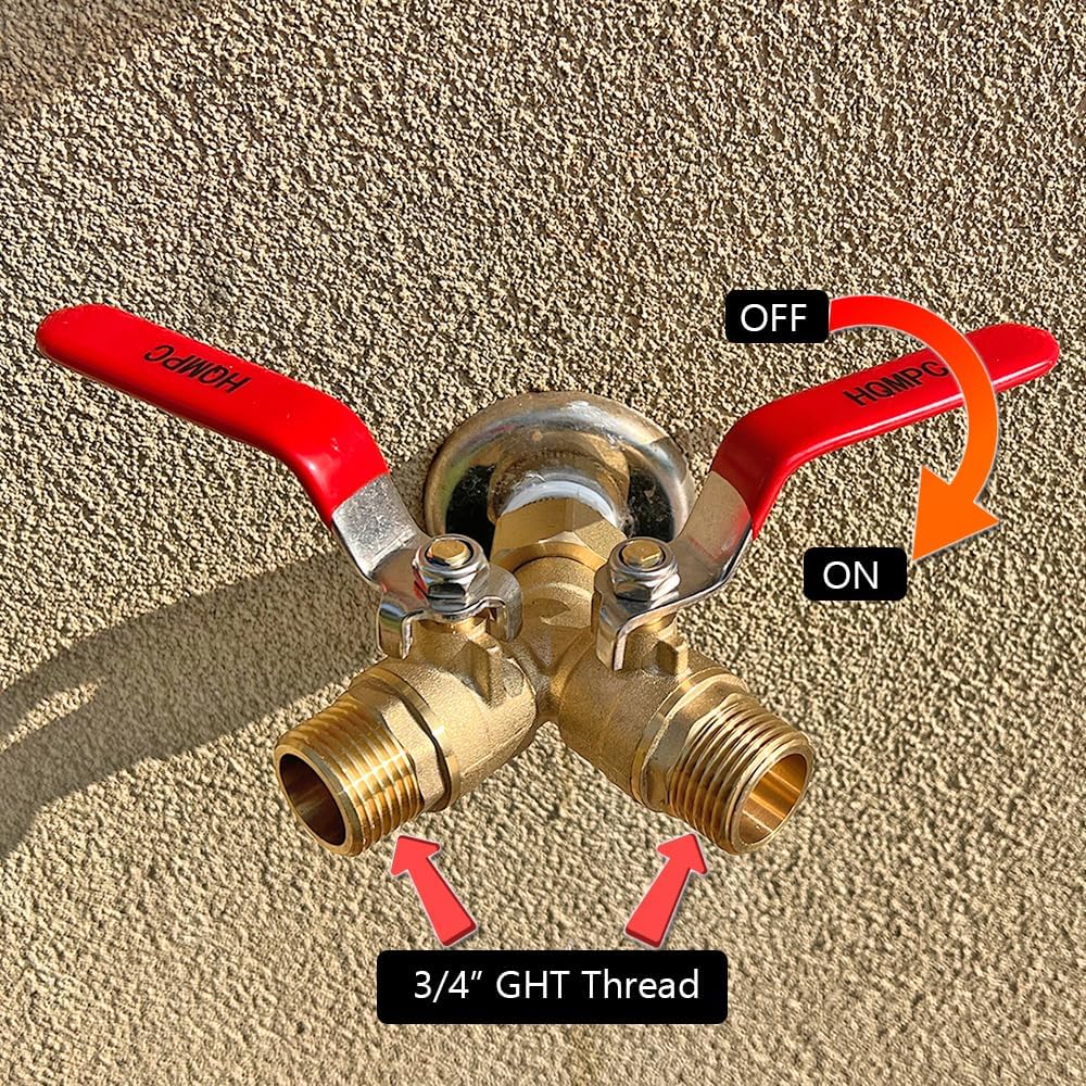 Garden Hose Y Valve Splitter Brass Hose Splitter With Stainless Steel Long Handle Brass Garden Hose Adapter 2 Way Y