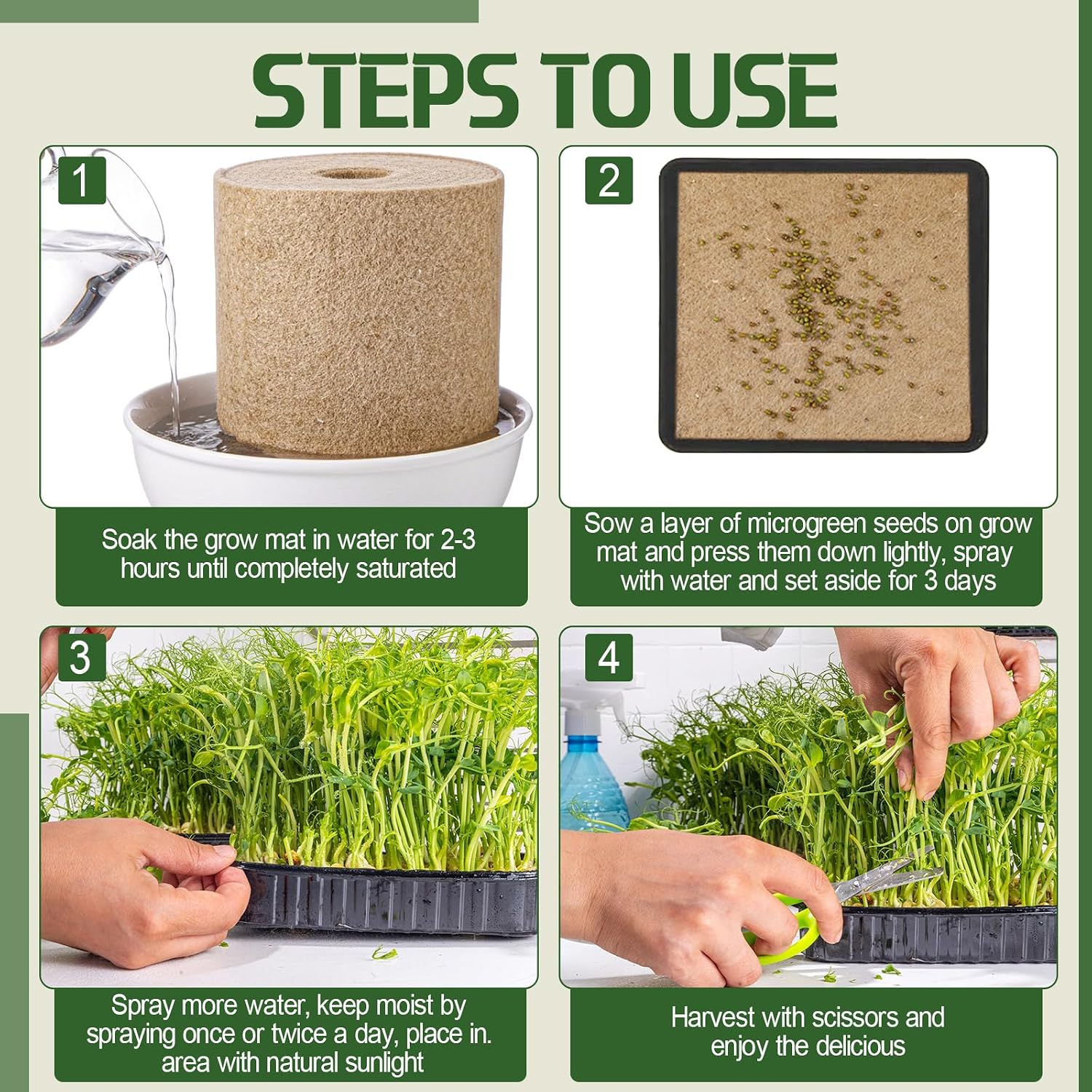 10 x 236 Microgreens Growing Mat Jute Fiber Grow Mats Extra Long Hydroponic Grow Pads for Wheatgrass, Sprouts