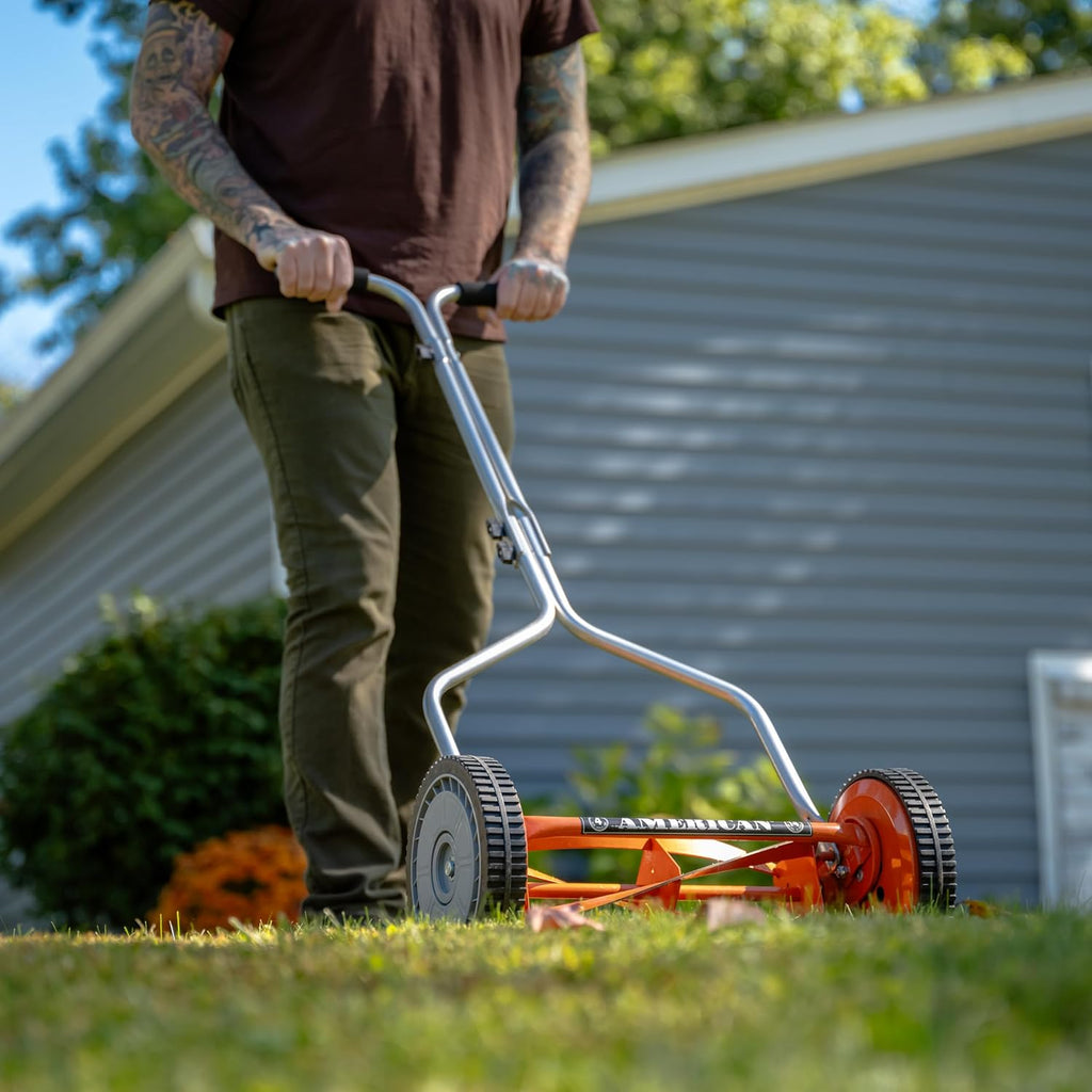 American Lawn Mower 1204-14 14-Inch 4-Blade Push Reel Lawn Mower, Red
