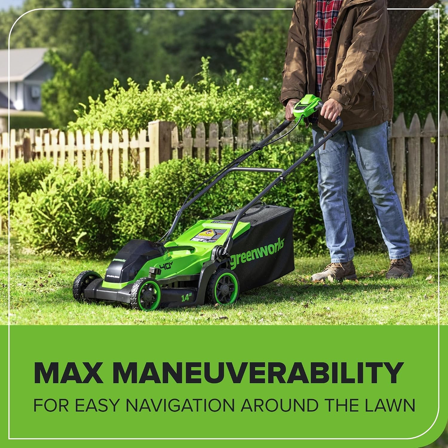 Greenworks 40V 14 in Push Lawn Mower, 4.0 Ah Battery and Charger