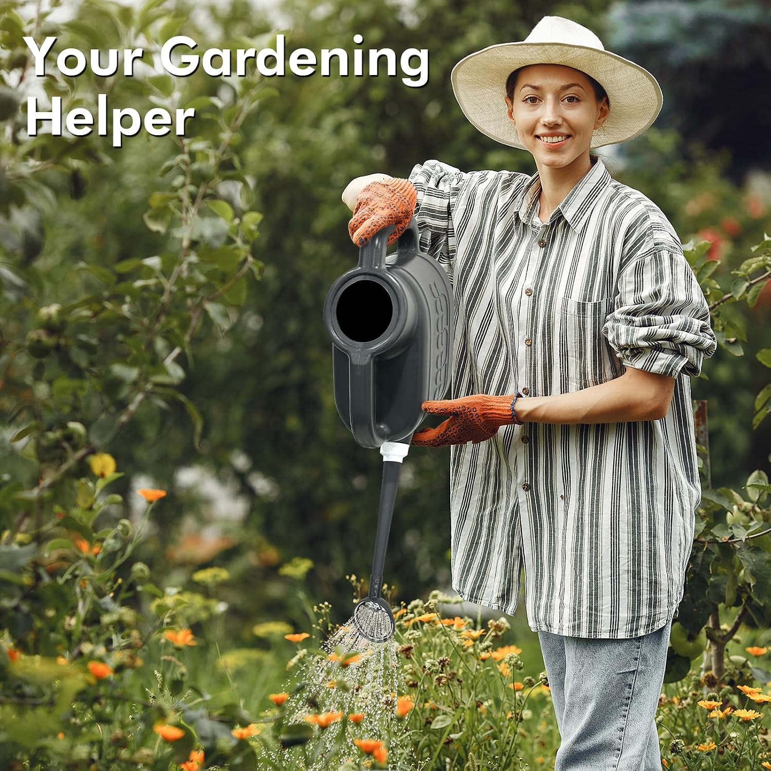 2 Gallon Watering Can, Outdoor Watering Can, Long Spout Large Water Can | Plant Water Can, Removable Long Spout