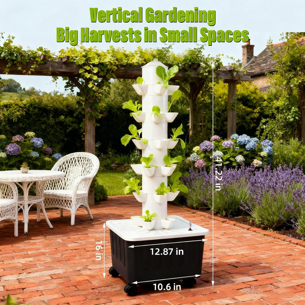 Hydroponics Growing System, Indoor Gardening System, Hydroponic Tower with 30 Liter Capacity Mobile Water Tank for