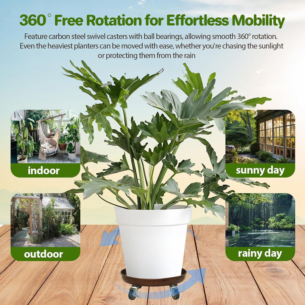 Plant Caddy With Wheels 20" Metal Extra Large Plant Saucer, 550 Lb Capacity | Rolling Plant Stand, 360° Locking