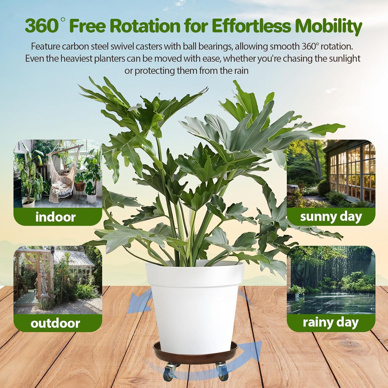 Plant Caddy With Wheels 20" Metal Extra Large Plant Saucer, 550 Lb Capacity | Rolling Plant Stand, 360° Locking