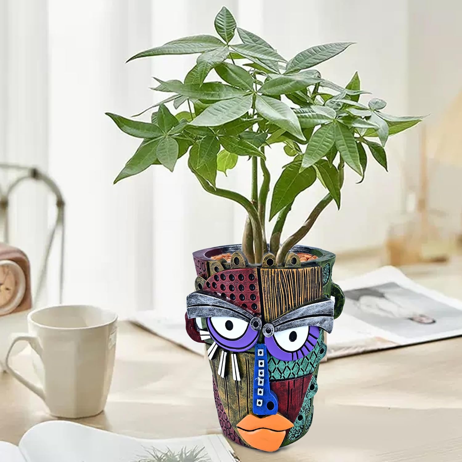 Midogaigai Abstract Face Planter Pots for Indoor Plants & Flowers Deco Gift | Funny Planter,Colorful Resin Flower Pots
