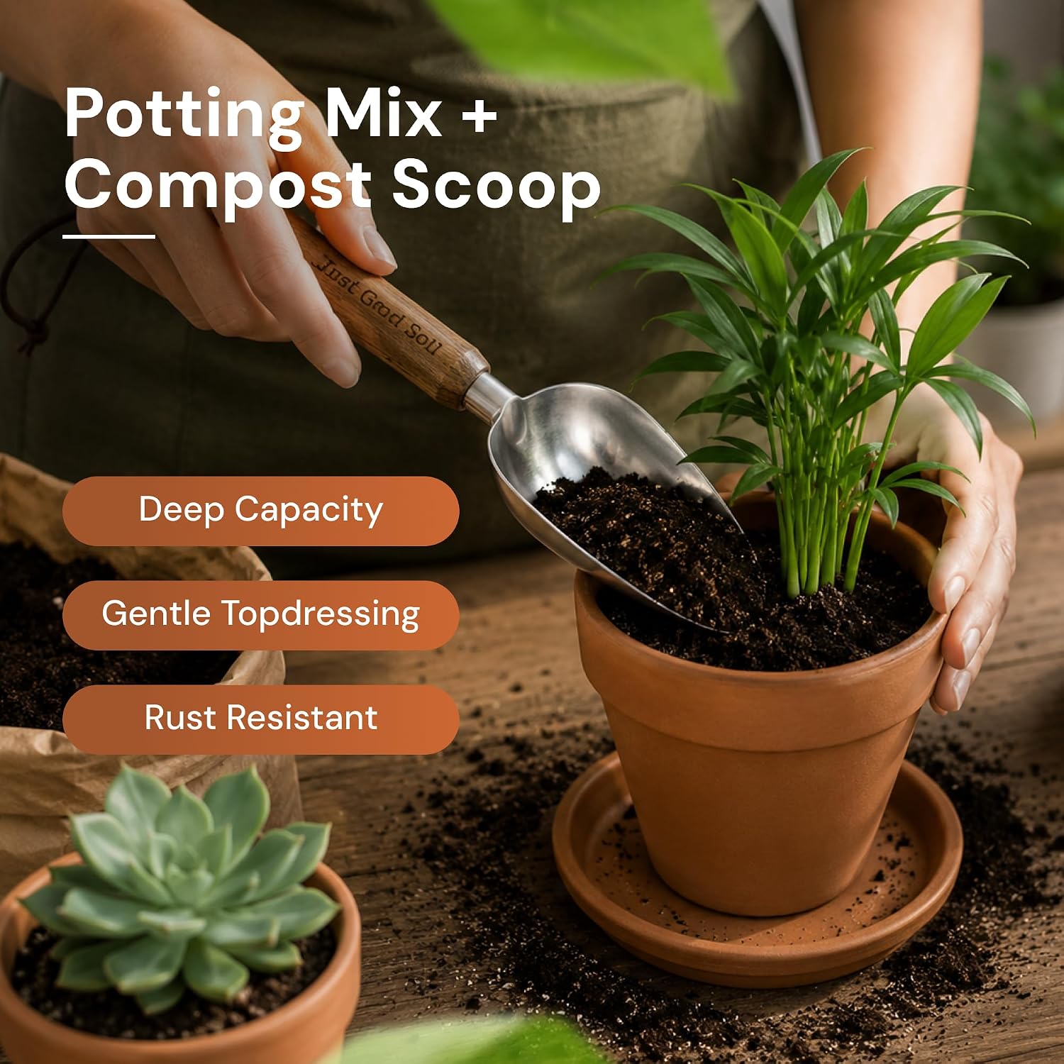 3-Piece Garden Tool Set for Planting, Weeding & Potting | Garden Trowel, Potting Soil Scoop & Precision Weeding Tool