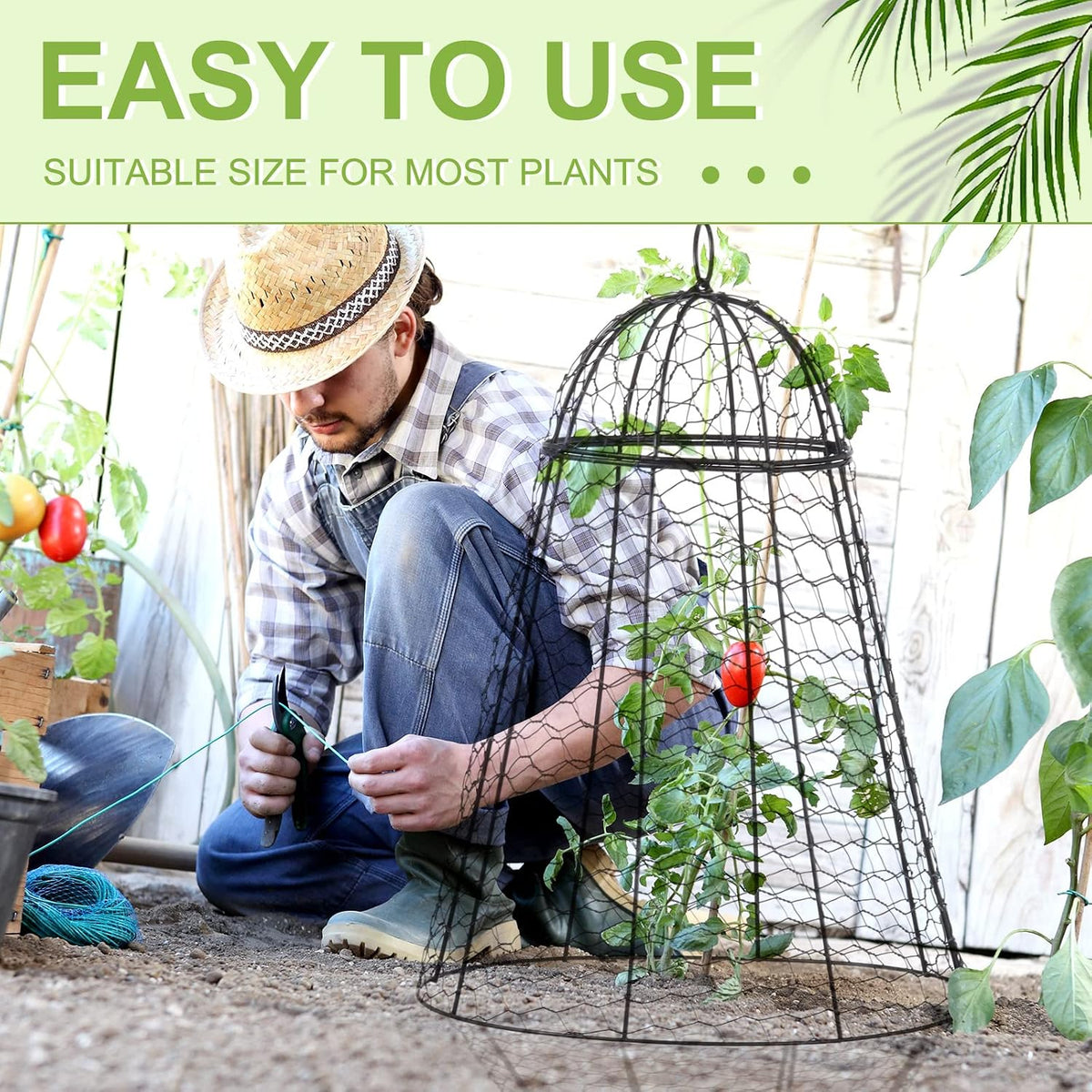 12 Pack Garden Chicken Wire Cloche, 12" W x 15.7" H Plant Protectors and Covers, Wire Garden Cloches from Animals