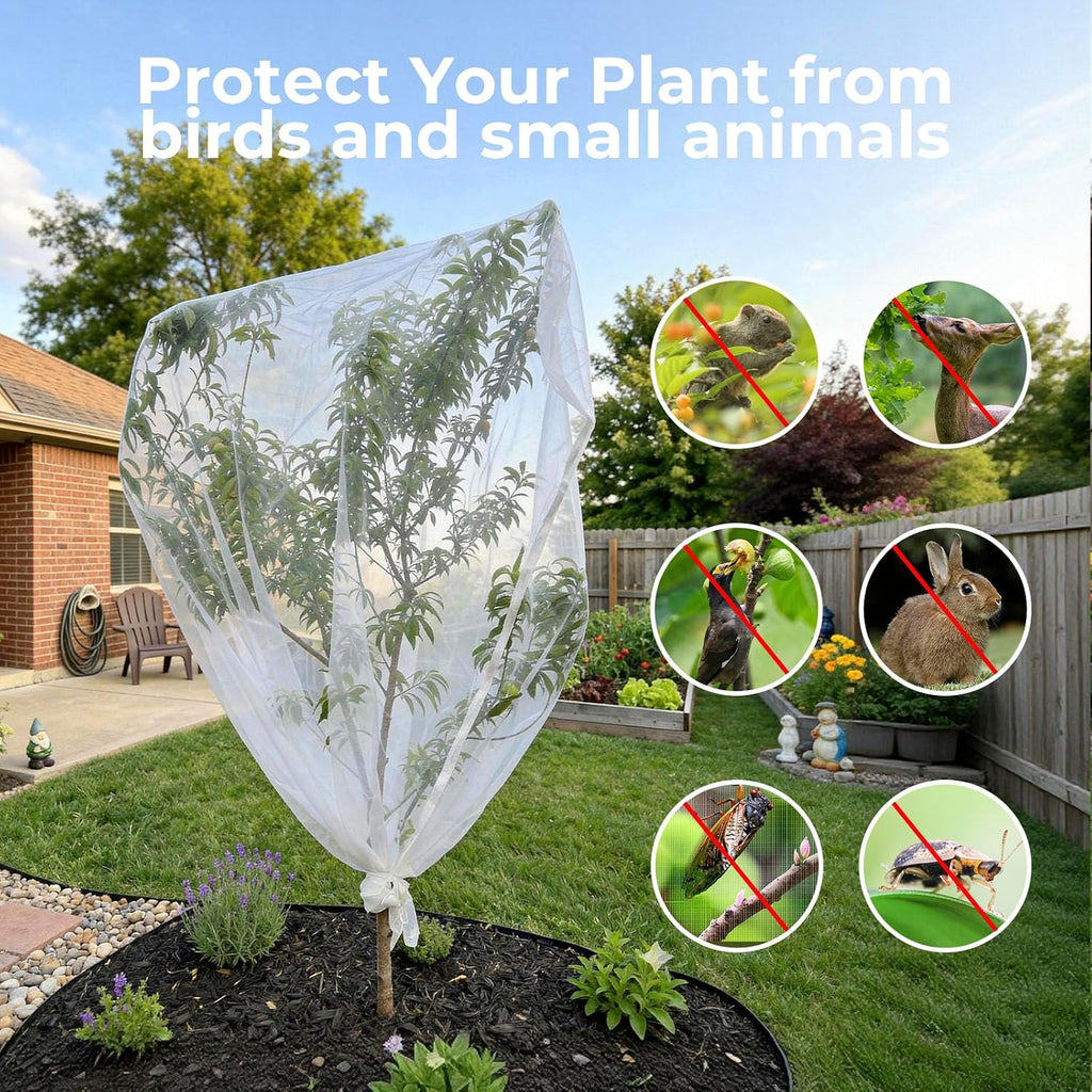 Fruit Tree Netting Cover with Zipper & Drawstring, 2 Packs 8ft x 8ft Insect Bird Barrier Netting for Garden Protection