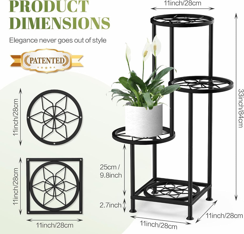 4 Tier Plant Stand Indoor Outdoor, Metal Flower Shelf Display Holder Corner | Multiple Plants Rack Tall Holder, Sturdy