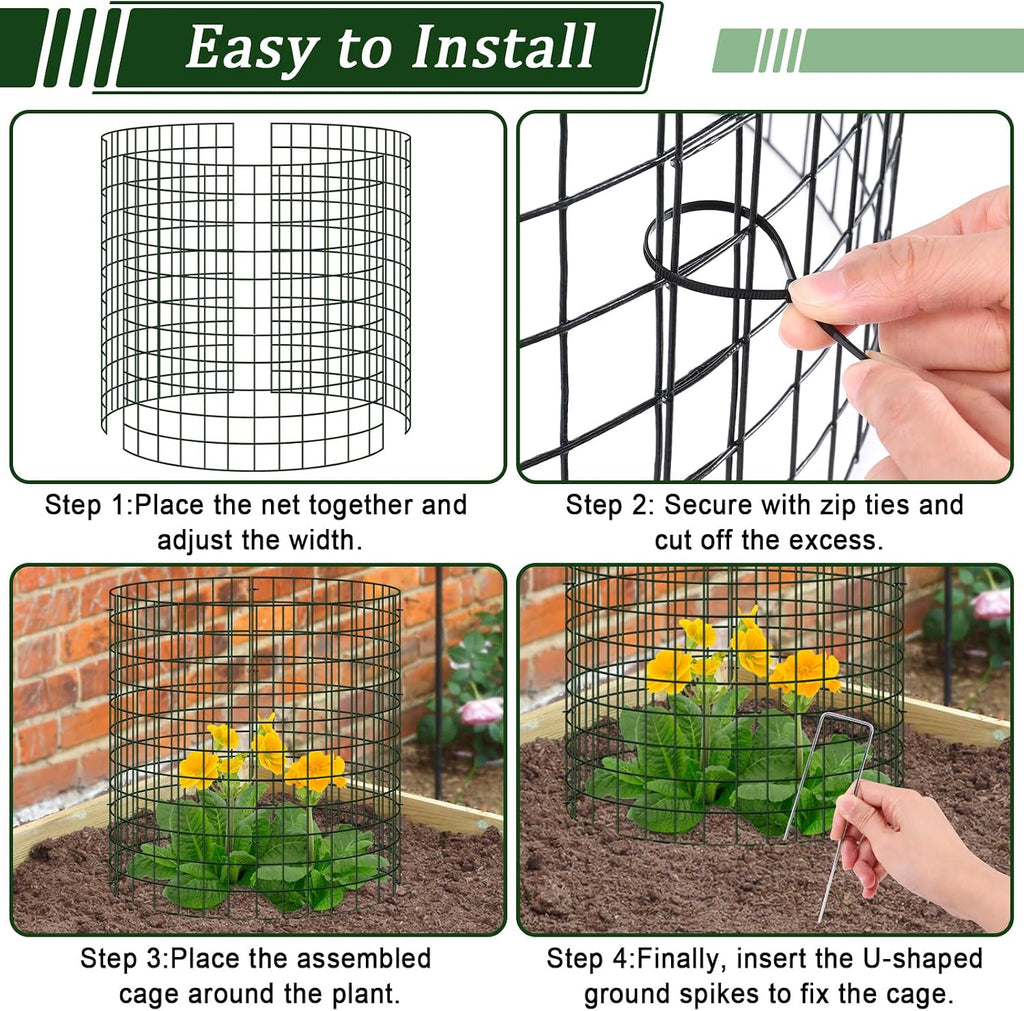 60 Pcs Plant Protectors from Animals, 13.5"X 14" Wire Plant Cages | Metal Plant Cages for Outdoor Plants to Keep Rabbit
