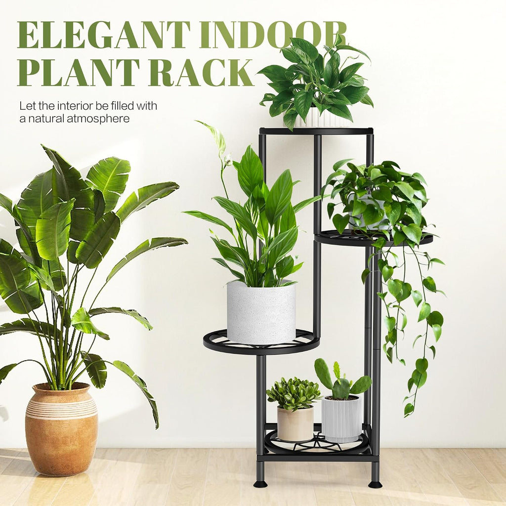 4 Tier Plant Stand Indoor Outdoor, Metal Flower Shelf Display Holder Corner | Multiple Plants Rack Tall Holder, Sturdy
