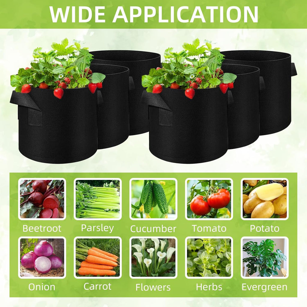 40-Pack 10 Gallon Grow Bag, Non-Woven Fabric Pots with Handles, Garden Planting Bag for Potatoes, Carrots, Tomatoes and