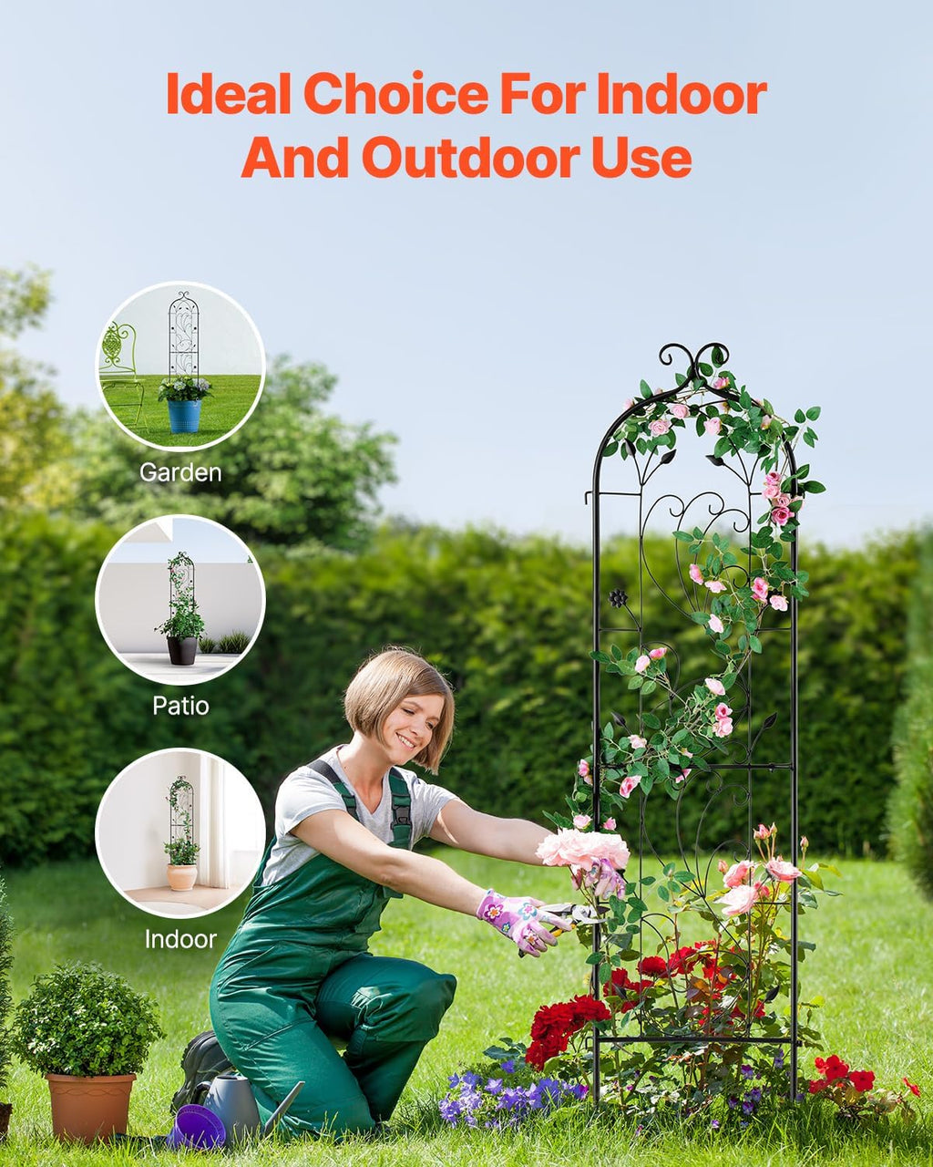 VEVOR 60 x 15 in, Rustproof Metal Garden Flower Trellis, Outdoor Climbing Rose & Cucumber Support, Decorative Tall