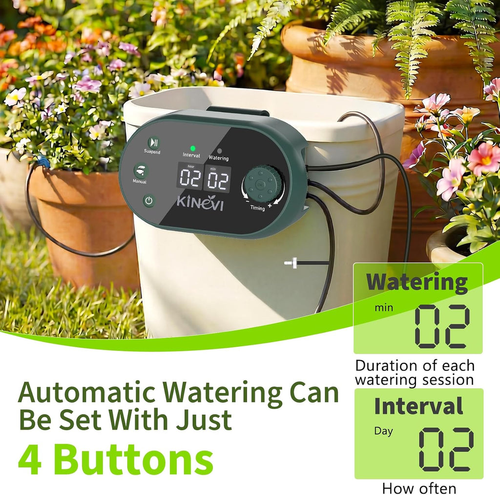 Solar Drip Irrigation System Kit, Auto Plant Waterer for 15 Pots | 3W Solar Powered Automatic Self Watering Device, 22