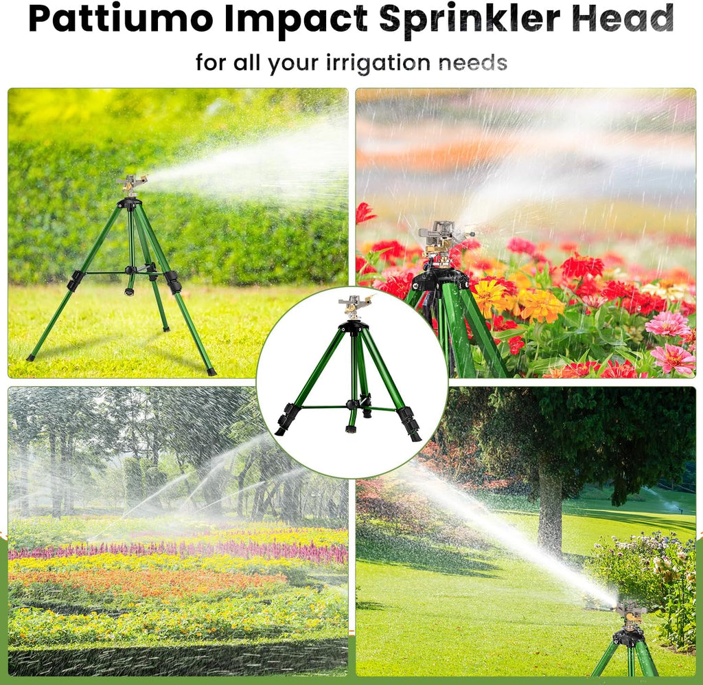 Pattiumo Sprinklers for Yard, 360° Tripod Sprinklers for Yard Large Area, 3/4" Connector Lawn Sprinkler, Adjustable
