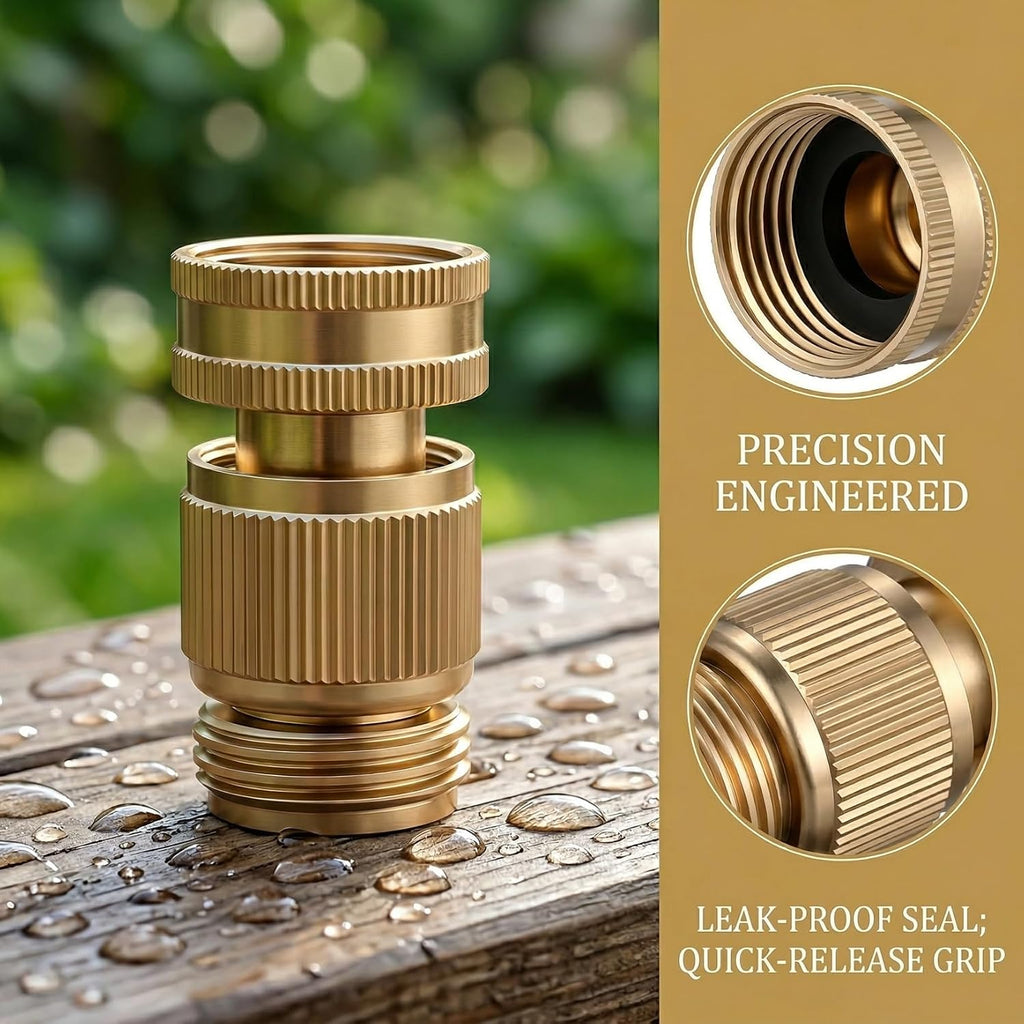 Baluue 6 Sets Garden Hose Quick Connect Fittings Brass Quick Connector Kit Male and Female Hose Adapters with Seal